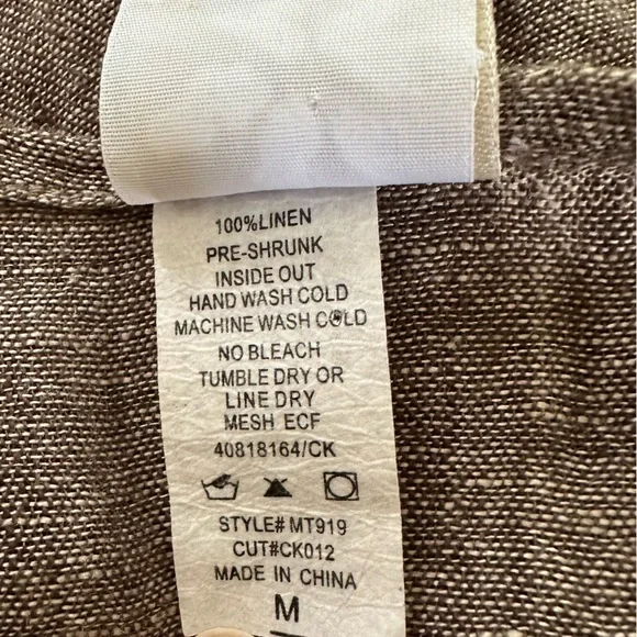 Match Point Linen Top Oversized Lagenlook Sz M Brown/Tan Lagenlook Minimalist - Picture 8 of 8